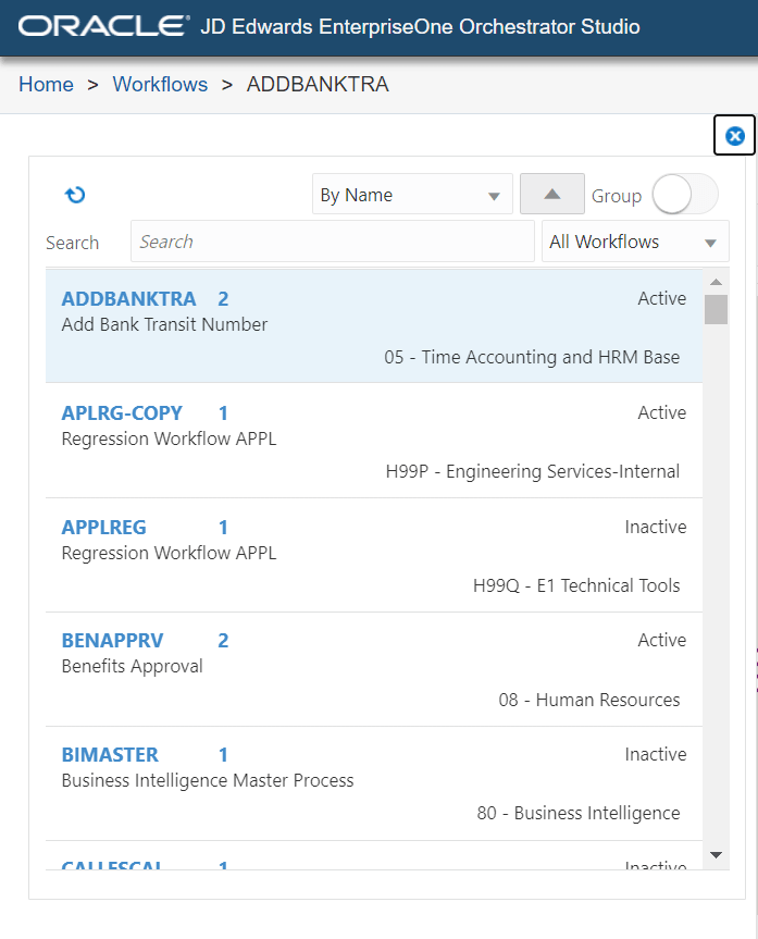 Workflow search