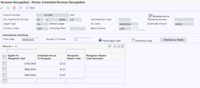 Revise Scheduled Revenue Recognition Form
