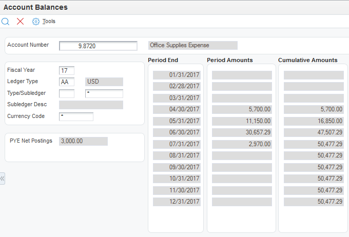 Account Balances form