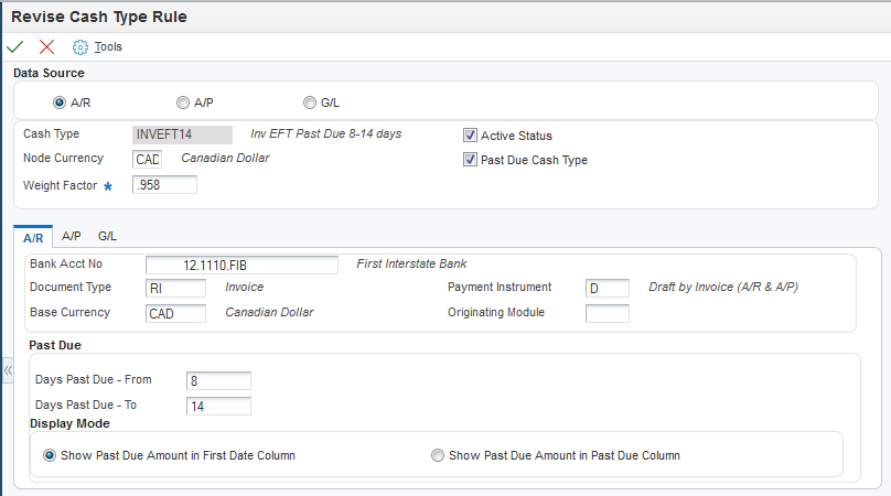Revise Cash Type Rule form: A/P Tab