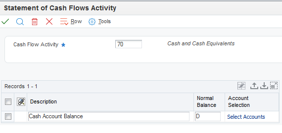 Statement of Cash Flows Activity form