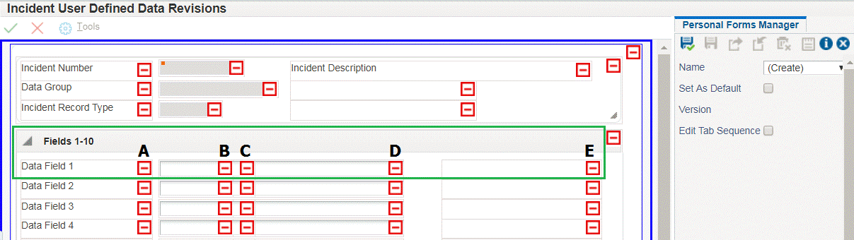 Incident User Defined Data Revisions - Personal Forms Manager