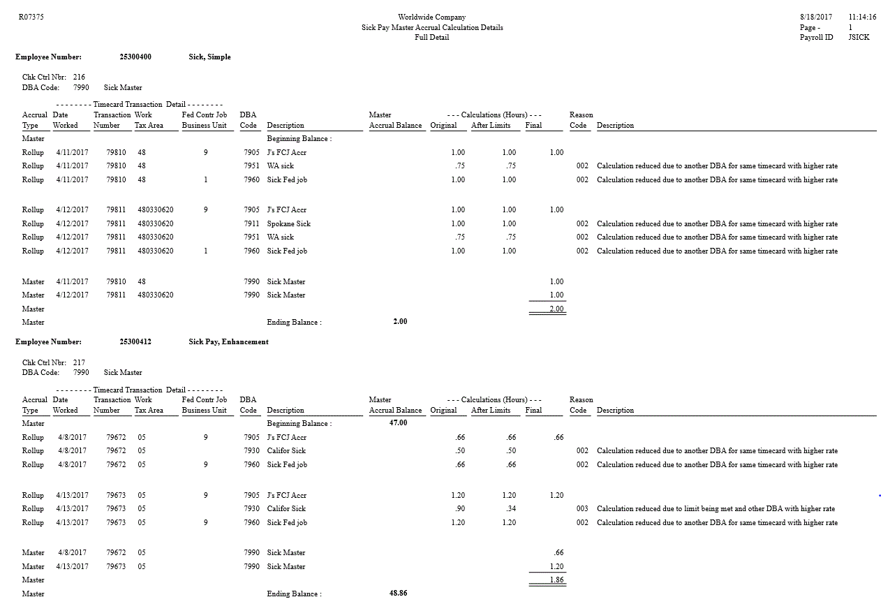 Detail View of Audit Trail Report