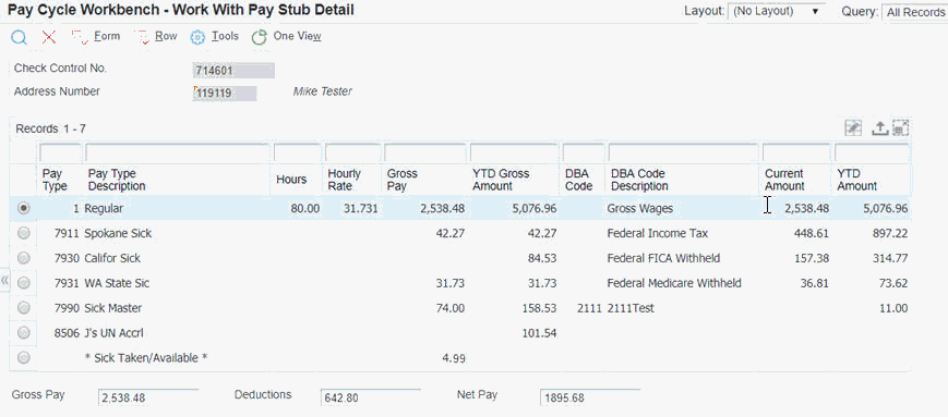 Work with Pay Stub Detail and DBA Review Forms Showing Accruals for Spokane and Washington State