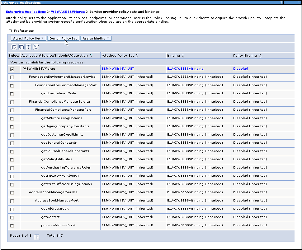 Detach Service Provider Polity Sets and Bindings