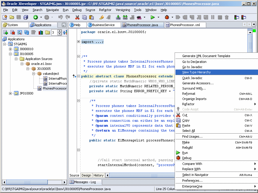 Access Business Services Foundation Javadoc from JDeveloper