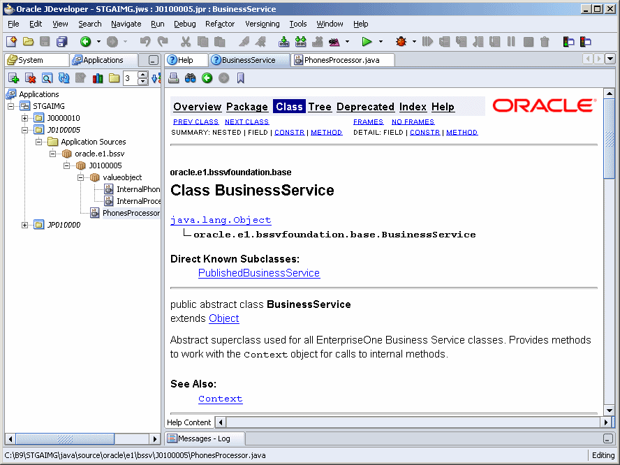 Business Services Foundation Javadoc