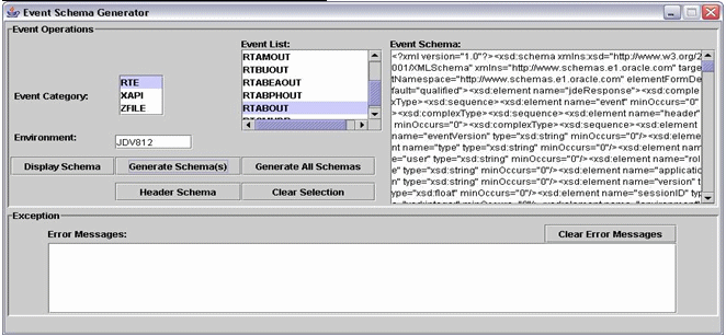 Event Schema Generator displaying event schema