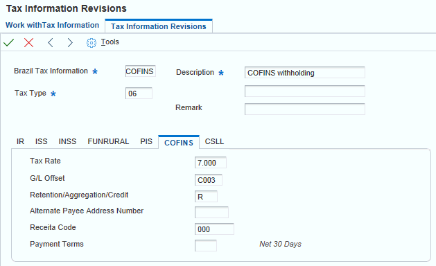 Tax Information Revisions form