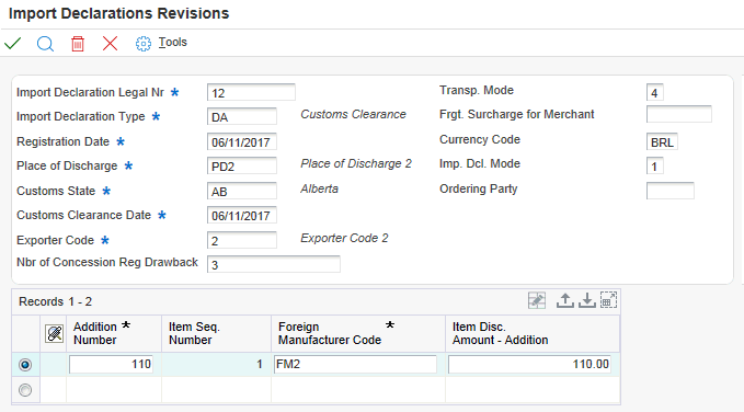 Import Declaration Revisions