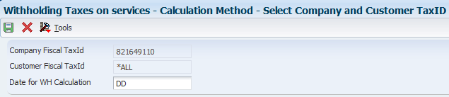 Select Company and Customer Tax ID form