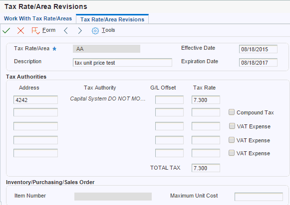 Tax Rate/Area Revisions