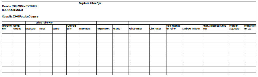 Fixed Asset Ledger