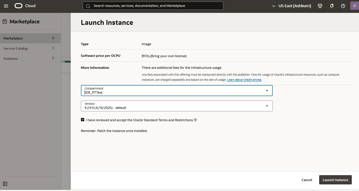 Create Compute Instance - Name and Create in Compartment
