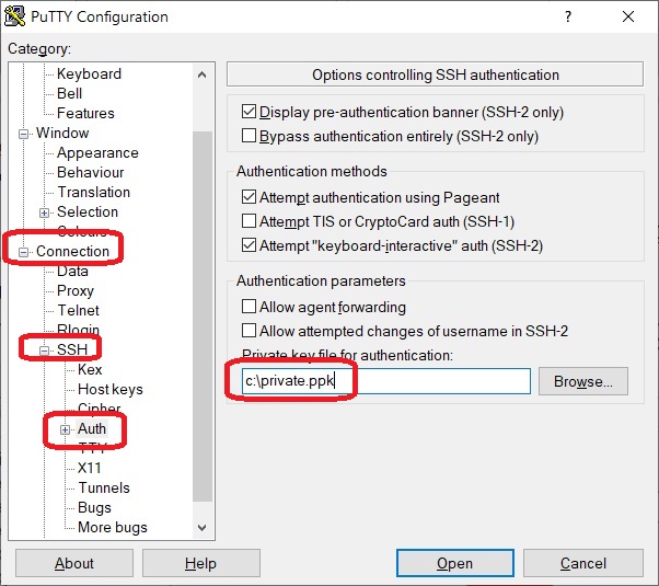Putty - Priate Key Location