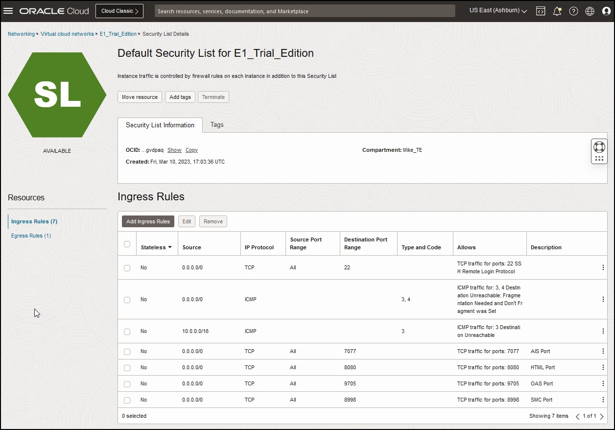 Example: Ingress Stateful Rules