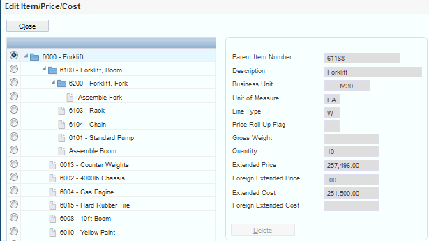 Edit Item/Price/Cost form (1 of 3)