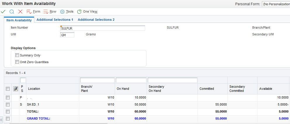 Example 1: Work with Item Availability (P41202)