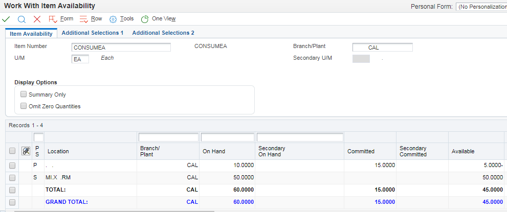 Example 1: Work with Item Availability (P41202)