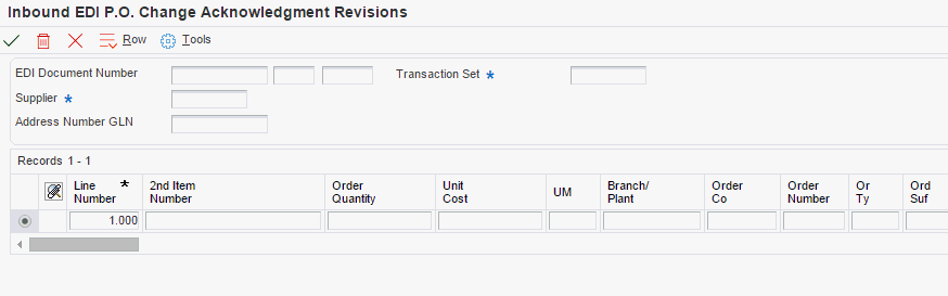 Inbound EDI P.O. Change Acknowledgment Revisions form