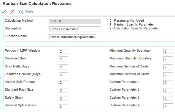 Kanban Size Calculation Revisions form