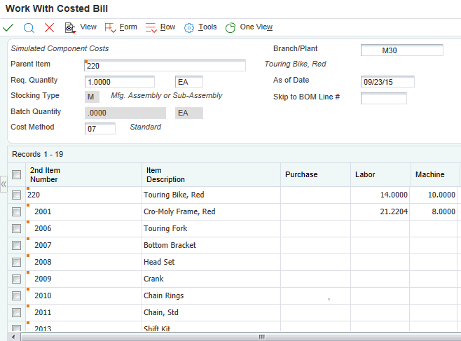 Work With Costed Bill form