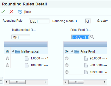 Rounding Rules Detail form