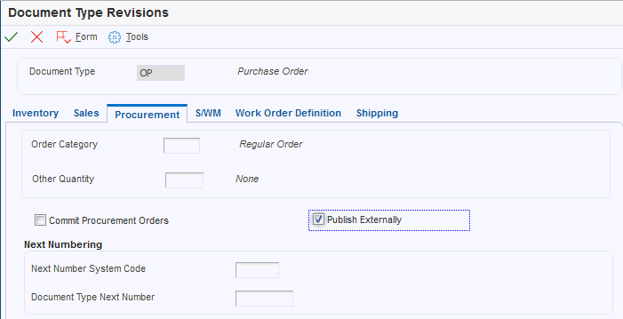 Document Type Revisions form
