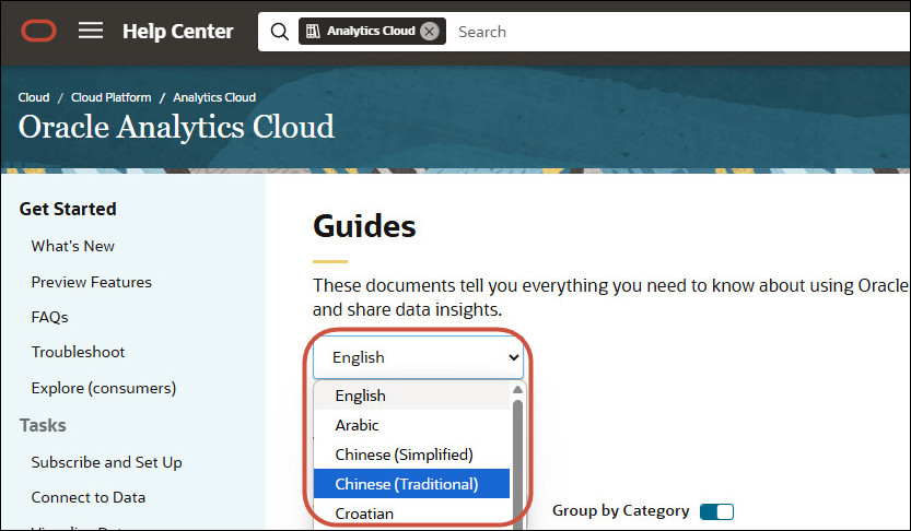 Books tab for Oracle Analytics Books tab for Oracle Analytics