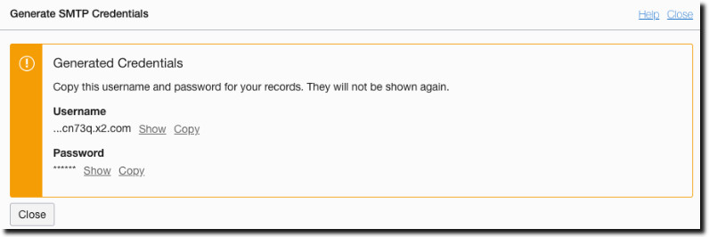 Username and password for SMTP mail server user