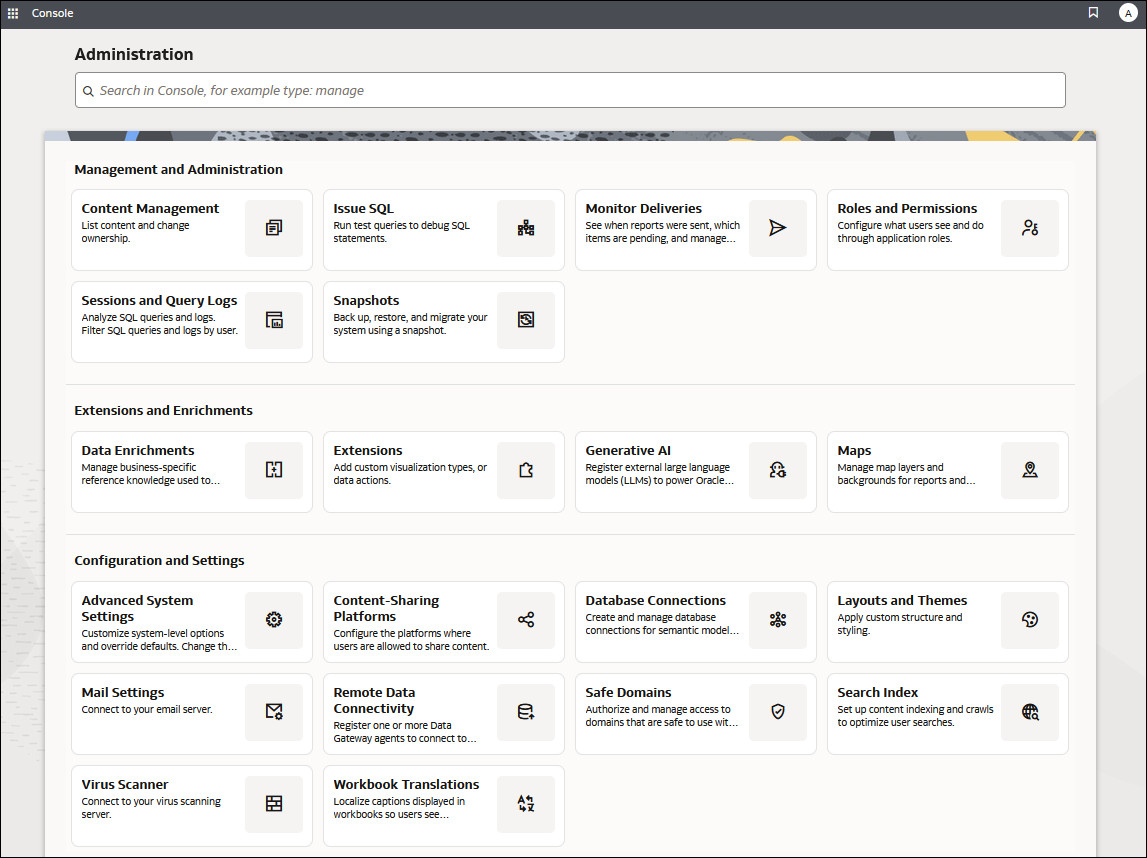Description of oac_console_all.jpg follows Description of oac_console_all.jpg follows
