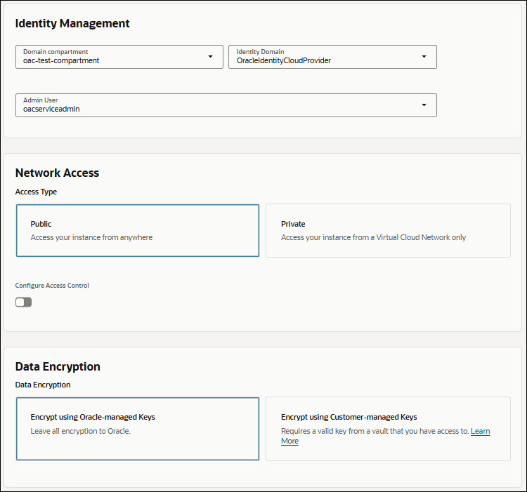 Description of console_oac_create2.jpg follows Description of console_oac_create2.jpg follows