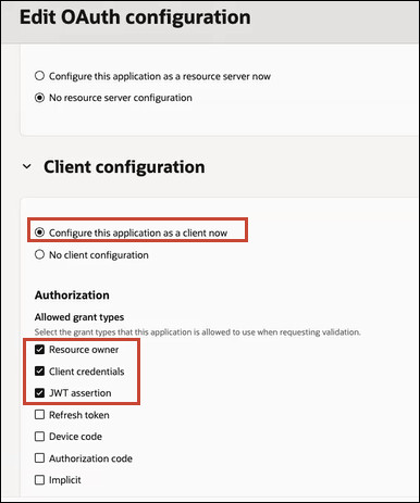Configure allowed grant types