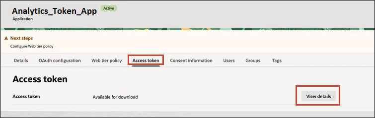Access token page