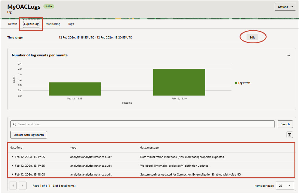 Activity logs for Oracle Analytics Cloud Activity logs for Oracle Analytics Cloud