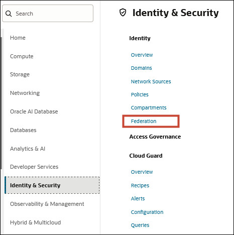 Identity and Security options