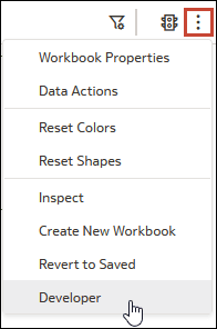 Actions button and Developer menu option Actions button and Developer menu option