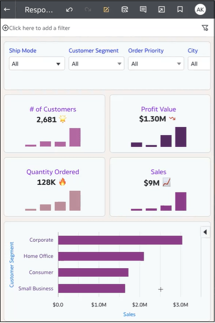 This image shows an optimized visualization created using a breakpoint for a device with a smaller screen size. This image shows an optimized visualization created using a breakpoint for a device with a smaller screen size.