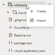 Import option shown when you click Source View, then right-click the webApps directory Import option shown when you click Source View, then right-click the webApps directory
