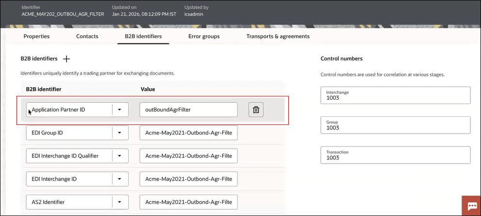 Define B2B identifier for Appliction Partner ID Define B2B identifier for Appliction Partner ID