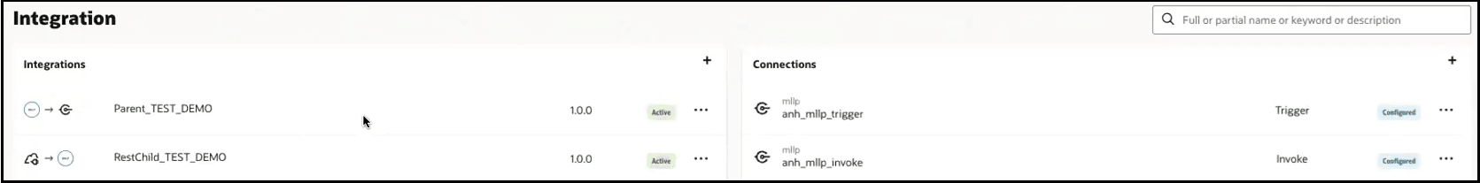 To integrations are shown as active. To connections are shown as configured.