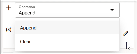 The Operation drop-down list is shown with options for Append and Clear.