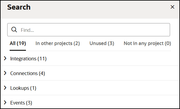 The Summary report shows tabs for the dependent resources in the current project, the dependent resources being used in other projects, the unused dependent resources, and the dependent resources being used that are not in projects. The Summary report shows tabs for the dependent resources in the current project, the dependent resources being used in other projects, the unused dependent resources, and the dependent resources being used that are not in projects.