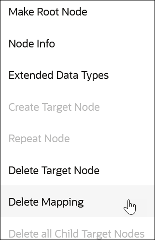 Delete Mapping option being selected from the menu of options Delete Mapping option being selected from the menu of options