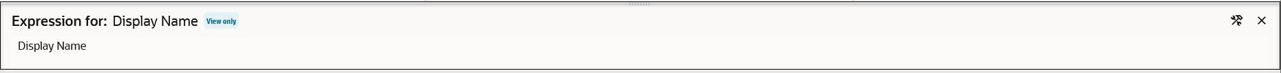 Expression Builder is shown with a user-friendly name. Two icons appear in the upper right corner. Expression Builder is shown with a user-friendly name. Two icons appear in the upper right corner.