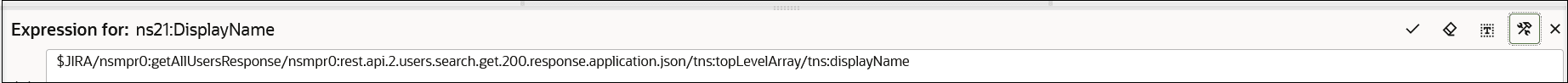 Expression Builder is shown with a user-friendly name. Four icons appear in the upper right corner. Expression Builder is shown with a user-friendly name. Four icons appear in the upper right corner.