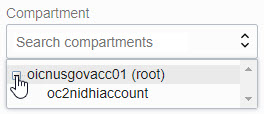 Compartment list expanded to display a hierarchy of compartments