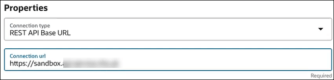 The Properties section shows fields for Connection type and Connection URL.