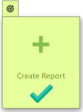A Create Report button is shaded green, and a target icon appears above it A Create Report button is shaded green, and a target icon appears above it