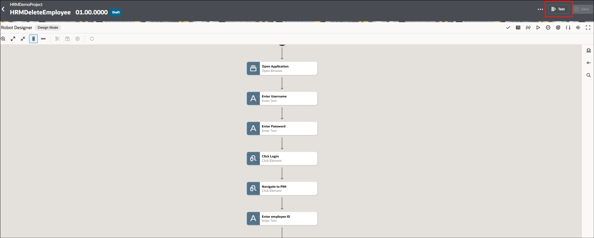 Click Test in the canvas to start the local testing